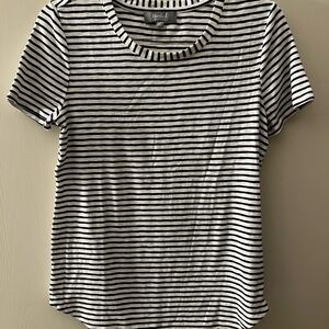 Marled Navy & White Striped Short Sleeve Tee